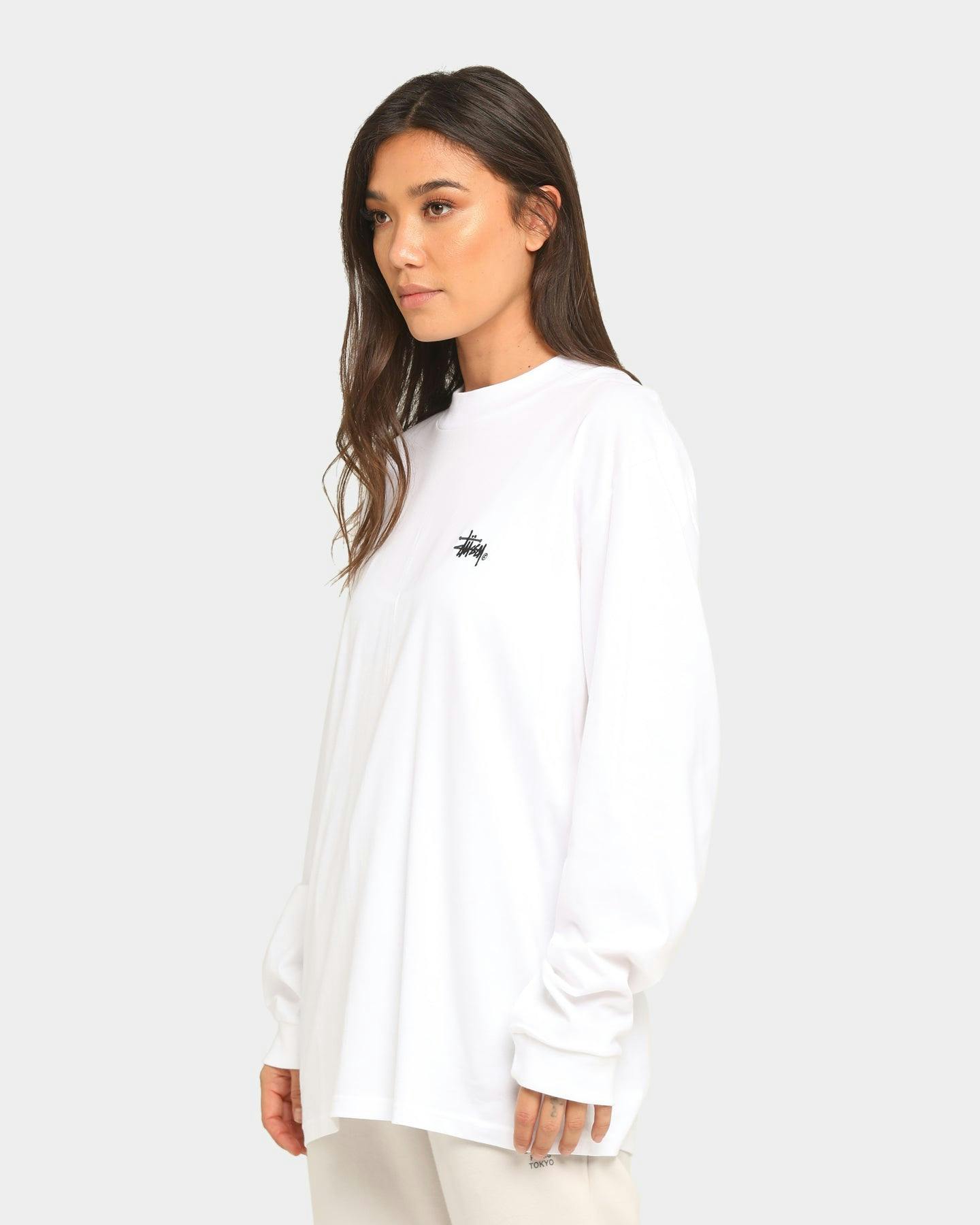 Download Stussy Mock Neck Long Sleeve T-Shirt White | Culture Kings