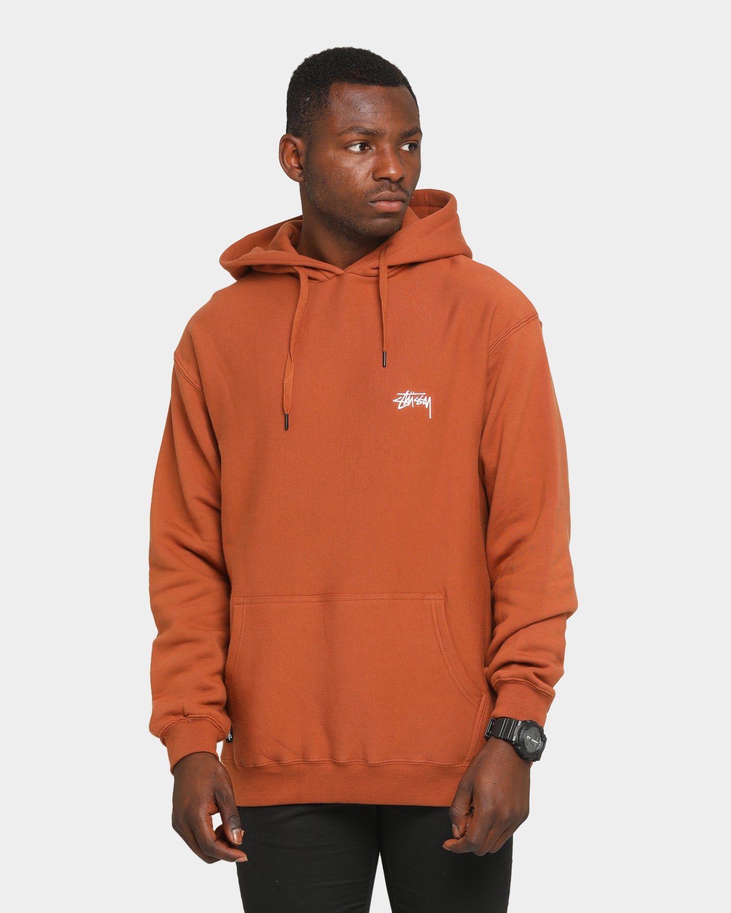 stussy orange hoodie