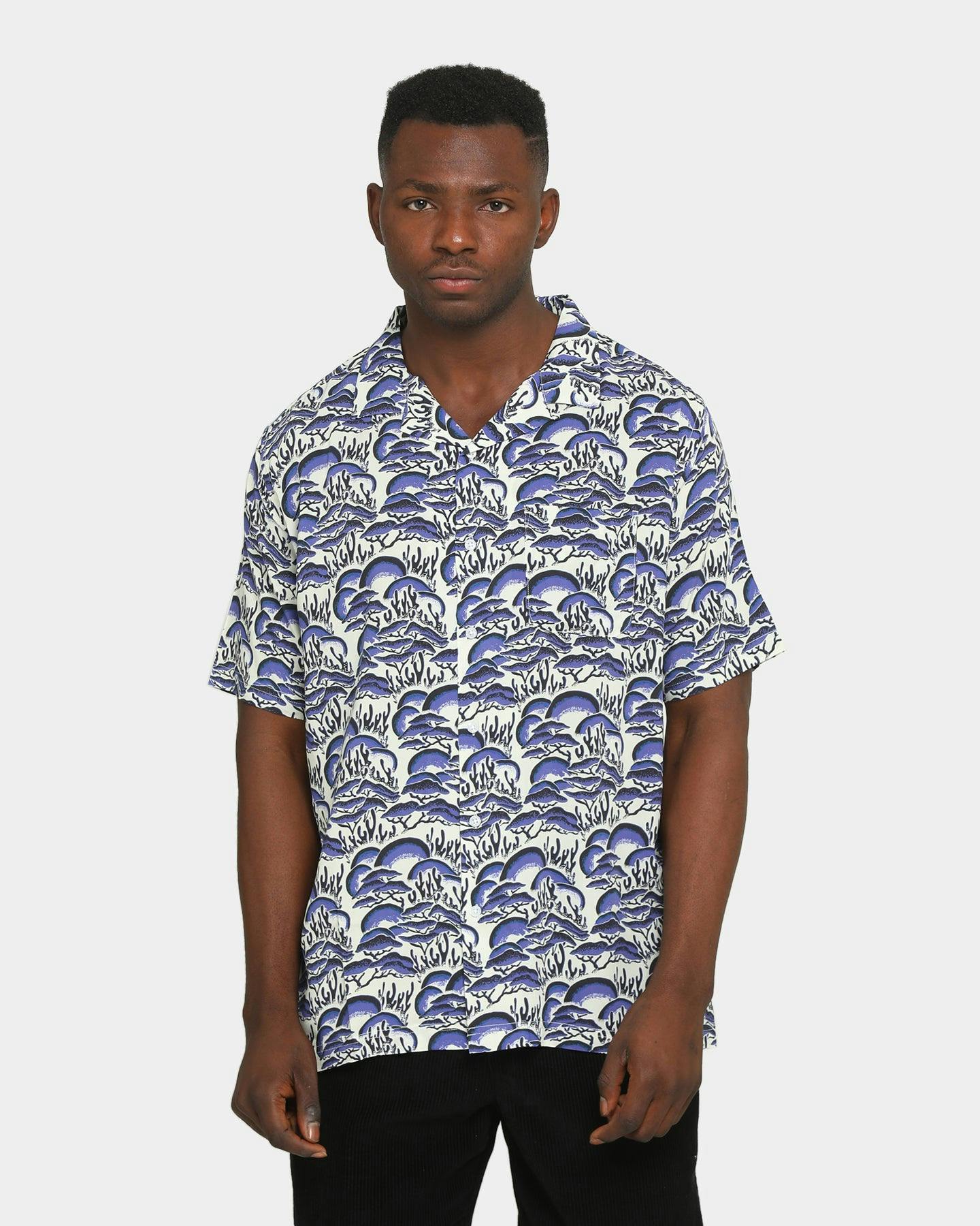 Stussy Coral Pattern Short Sleeve Shirt Blue | Culture Kings