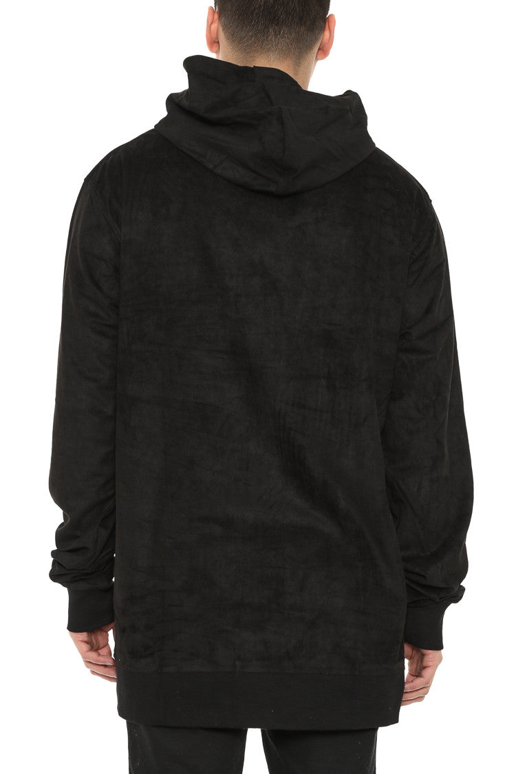 black suede hoodie