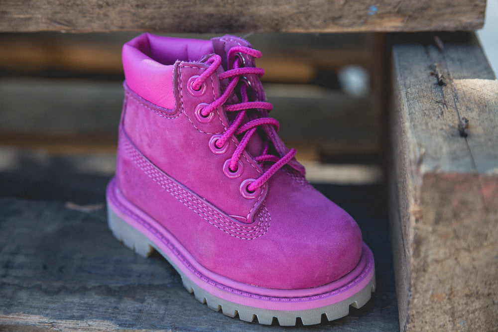 pink tims boots